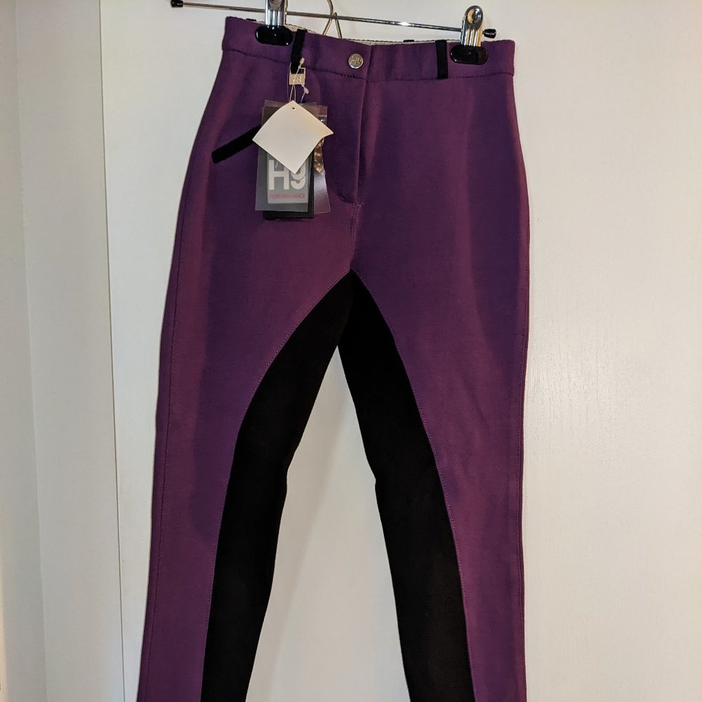 Hy Performance Equestrian purple and black full seat jodphurs size 24